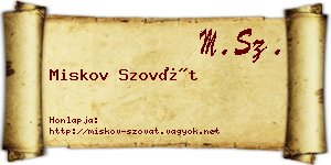 Miskov Szovát névjegykártya